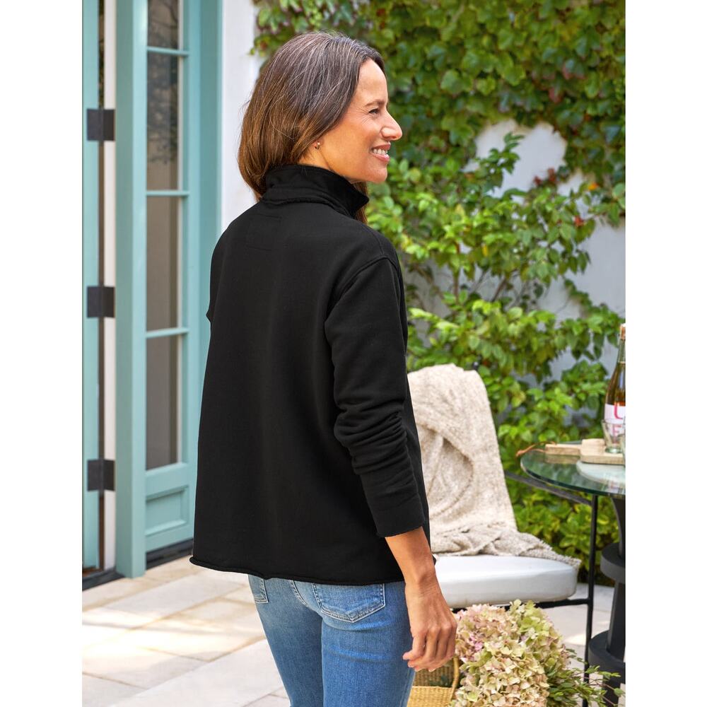 Frank & Eileen Patrick Popover Henley Black Triple Terry Large Quiet Luxury - Picture 2 of 13
